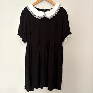 Dolls Kill Widow Black Goth Dress With White Lace Collar Size X-Large